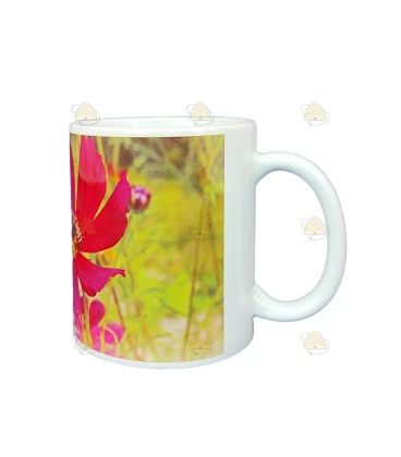 Mug/mug pink flower with bee